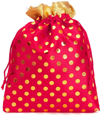 LAMANSH ® Women's Potli Bag Pack of 25 LAMANSH Pack of 25 ( Size - 4*6 inches ) Women's Potli Bag For gifting / Women’s Ethnic Rajasthani Polka Dots Potli Bag for Return Gifts Wedding Gift