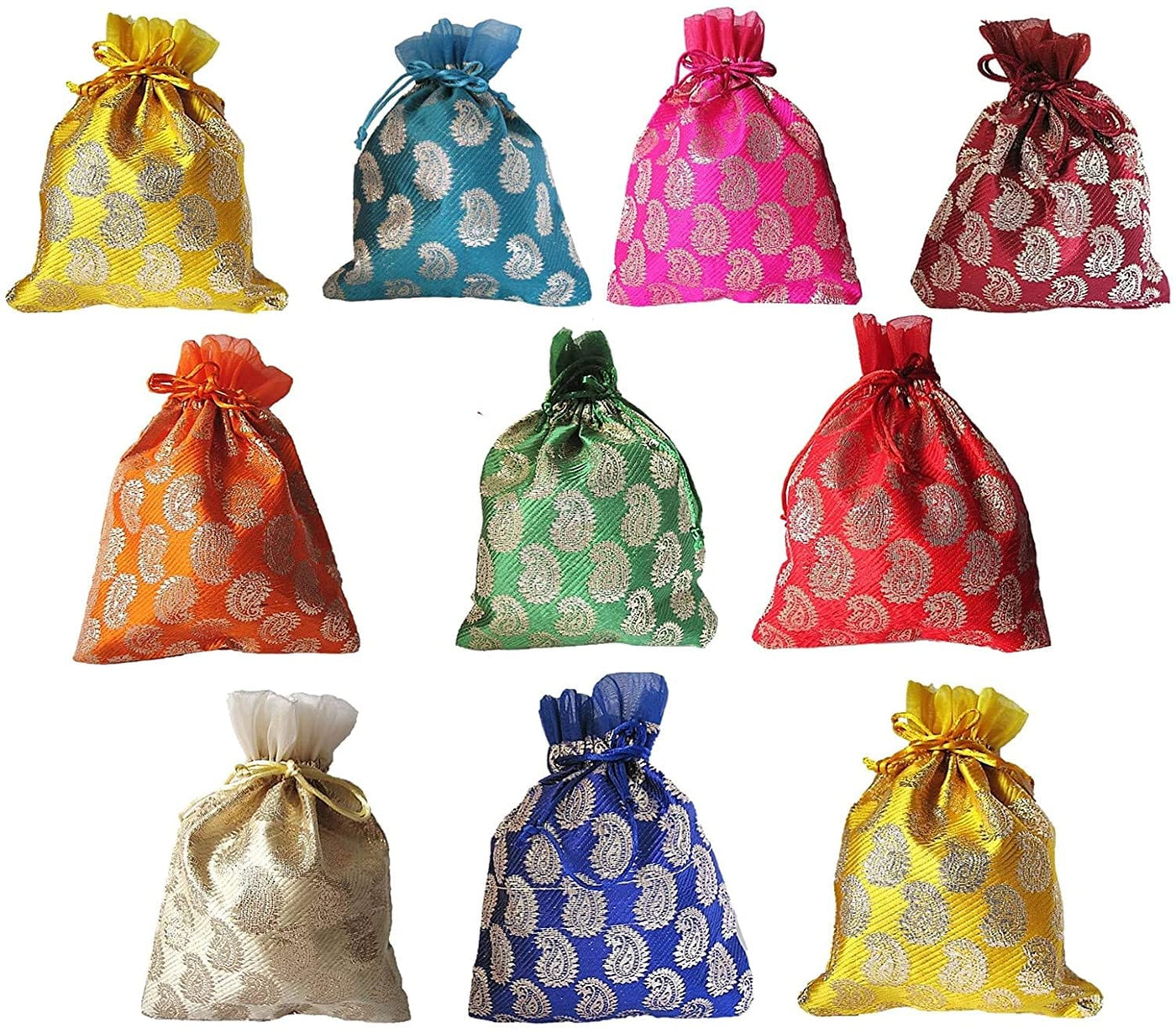 LAMANSH ® Women's Potli Bag Pack of 25 LAMANSH Pack of 25 Women's Potli Bag For gifting / Royal Potli Batwa Bag Bridal Purse Women handbag Shagun Pouch Return Gifts ( Size - 4*6 Inches )