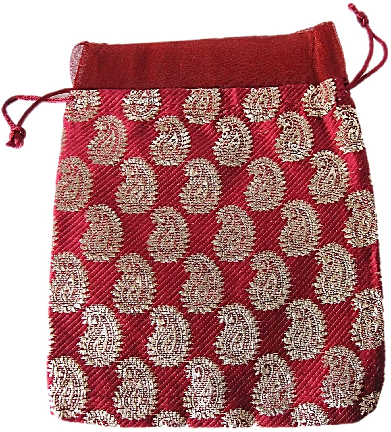 LAMANSH Pack of 5 ( 7*9 inch) Women's Potli Bag For gifting / Royal Velvet Potli Bag Bridal Purse Women handbag Shagun & Gifts
