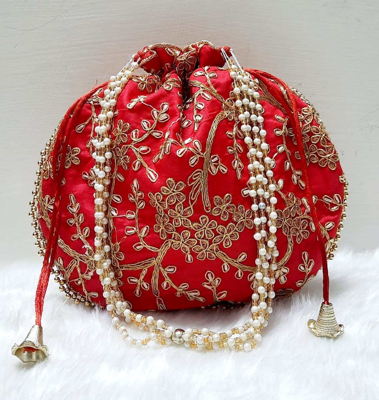 LAMANSH ® Women's Potli Bag Pack of 75 LAMANSH Pack of 75 Pcs Matka Style Tree Pattern Potli bags for women handbags traditional Indian Wristlet