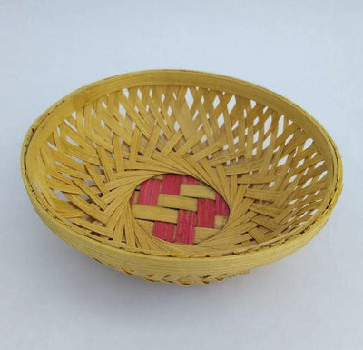 LAMANSH wooden Colour, pink / Bamboo / 50 LAMANSH® (Pack of 50) 7 inch Diameter Handmade Small Bamboo Basket for Wedding and Daily Use Purpose