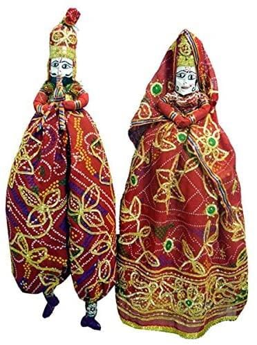 LAMANSH Wooden Puppets Multicolor / Wood / 10 pair  (10 Male - 10 Female) LAMANSH® Wood 10 Pair Rajasthani Jaipuri Handmade Puppets (Katputli) for Wedding Party, Mehandi Party, Mela Theme Events Party Decoration (Multicolor,8.5 x 11,Set of 10 pairs)