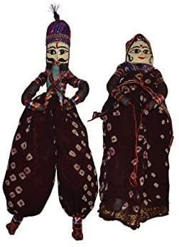 LAMANSH Wooden Puppets Multicolor / Wood / 10 pair  (10 Male - 10 Female) LAMANSH® Wood 10 Pair Rajasthani Jaipuri Handmade Puppets (Katputli) for Wedding Party, Mehandi Party, Mela Theme Events Party Decoration (Multicolor,8.5 x 11,Set of 10 pairs)