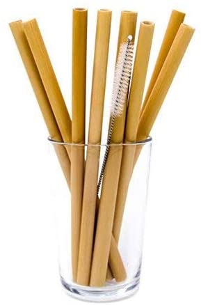 LAMANSH Wooden / Wood / 50pcs LAMANSH® Organic Bamboo Straws with Cleaning Brush 9 Inches,Biodegradable Reusable straw for Kids and Adults, Handcrafted Natural Alternative to Plastic, BPA Free Non-Toxic and No Inks Dyes Straws (ppack of 25)