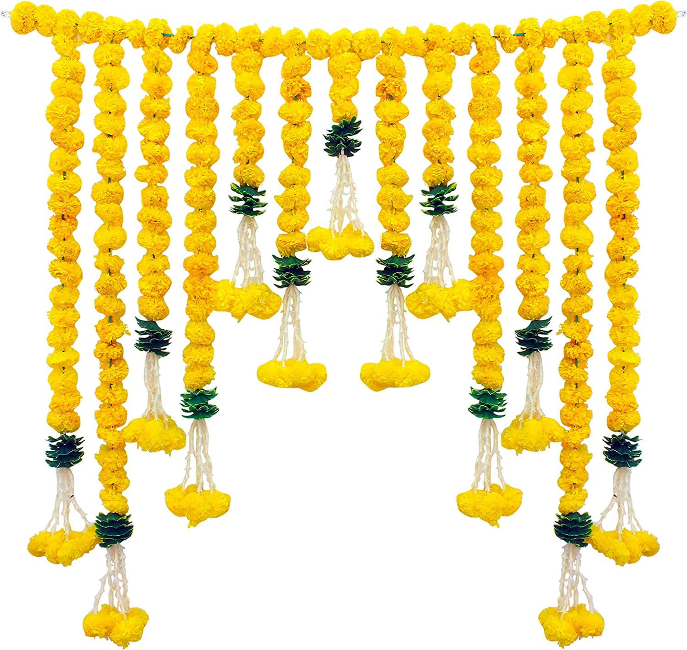LAMANSH ® Yellow & Green LAMANSH® Marigold bandhanwar / Artificial Marigold Yollew Flowers Garlands Hanging Door Toran Latkans for All Festivals and Special Events ,Home, Office,Garden Diwali Decorations