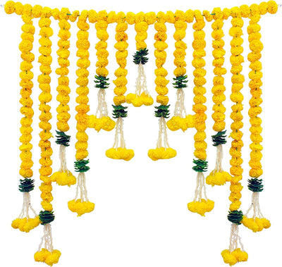 LAMANSH ® Yellow & Green LAMANSH® Marigold bandhanwar / Artificial Marigold Yollew Flowers Garlands Hanging Door Toran Latkans for All Festivals and Special Events ,Home, Office,Garden Diwali Decorations