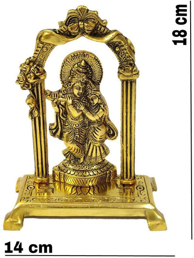 GOLDGIFTIDEAS Oxidized Gold Plated Radhe Krishna Statue on Lotus, Spiritual  Gift Item