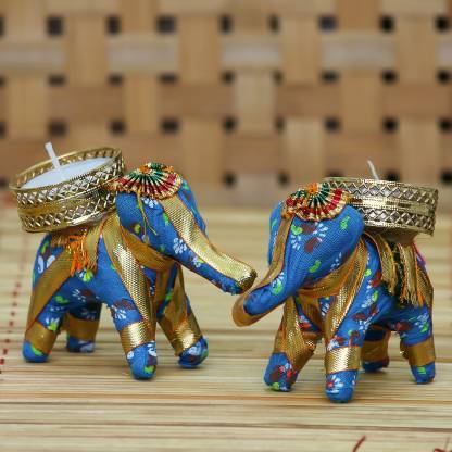 New Jaipur Handicraft Candle Holders Elephant 🐘Diya Stand Packed in Organza Gift 🎁 Potli bag | Gift combo for Wedding Favors , Pooja Return Gifts & Baby Shower