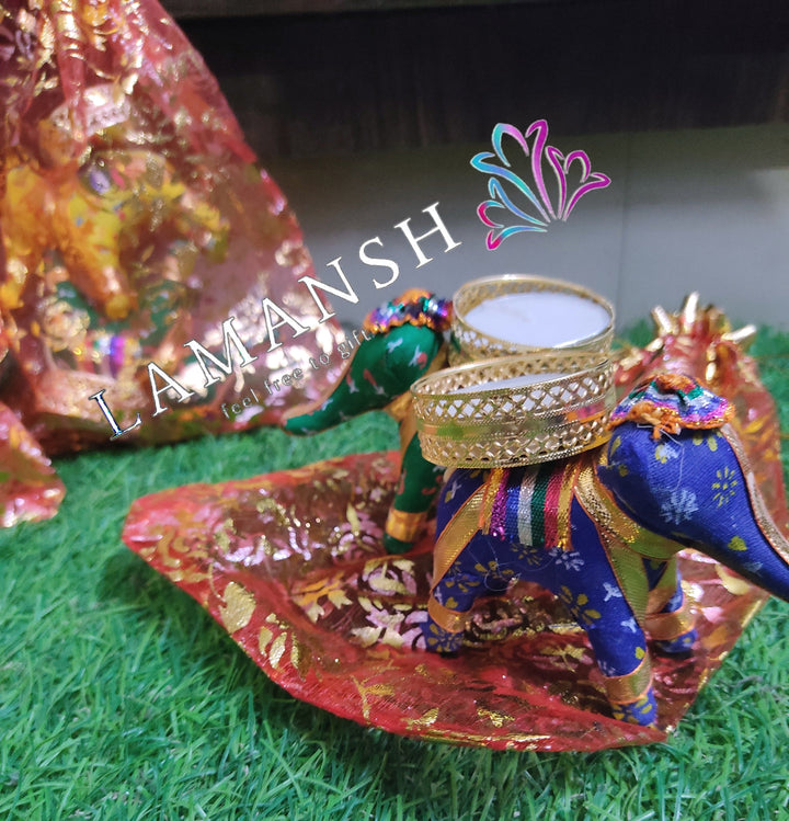 Elephant 🐘Diya Stand Packed in Organza Gift 🎁 Potli bag Gift
