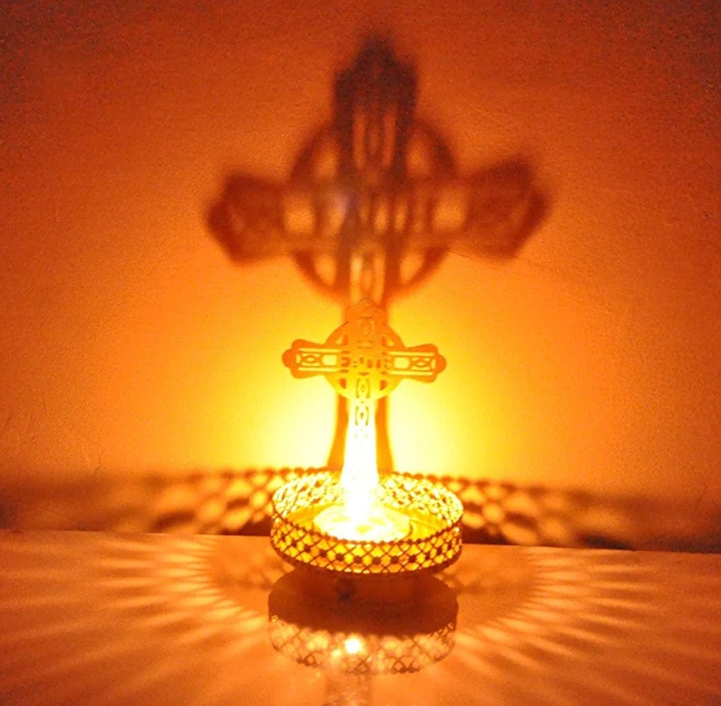 New Jaipur Handicraft candles holder LAMANSH® Christmas Decor Traditional Tea Light Candle Holder/Metal Candle Light Holder Set / Cross Shadow stabd for Home Living Room & Office