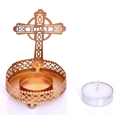 New Jaipur Handicraft candles holder LAMANSH® Decor Traditional Tea Light Candle Holder/Metal Candle Light Holder Set / Cross Shadow stabd for Home Living Room & Office