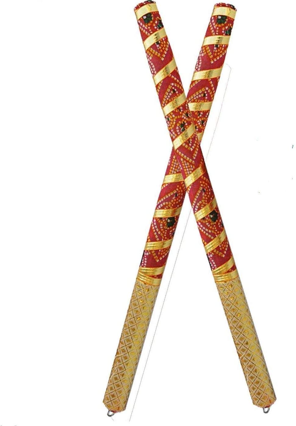 New Jaipur Handicraft Dandiya Sticks New Jaipur Handicraft Pack of 10 pair Golden Chundari Dandiya Sticks💃🥢/ Golden Chundari Dandiya Stick 🔥/ Dandiya For Garba