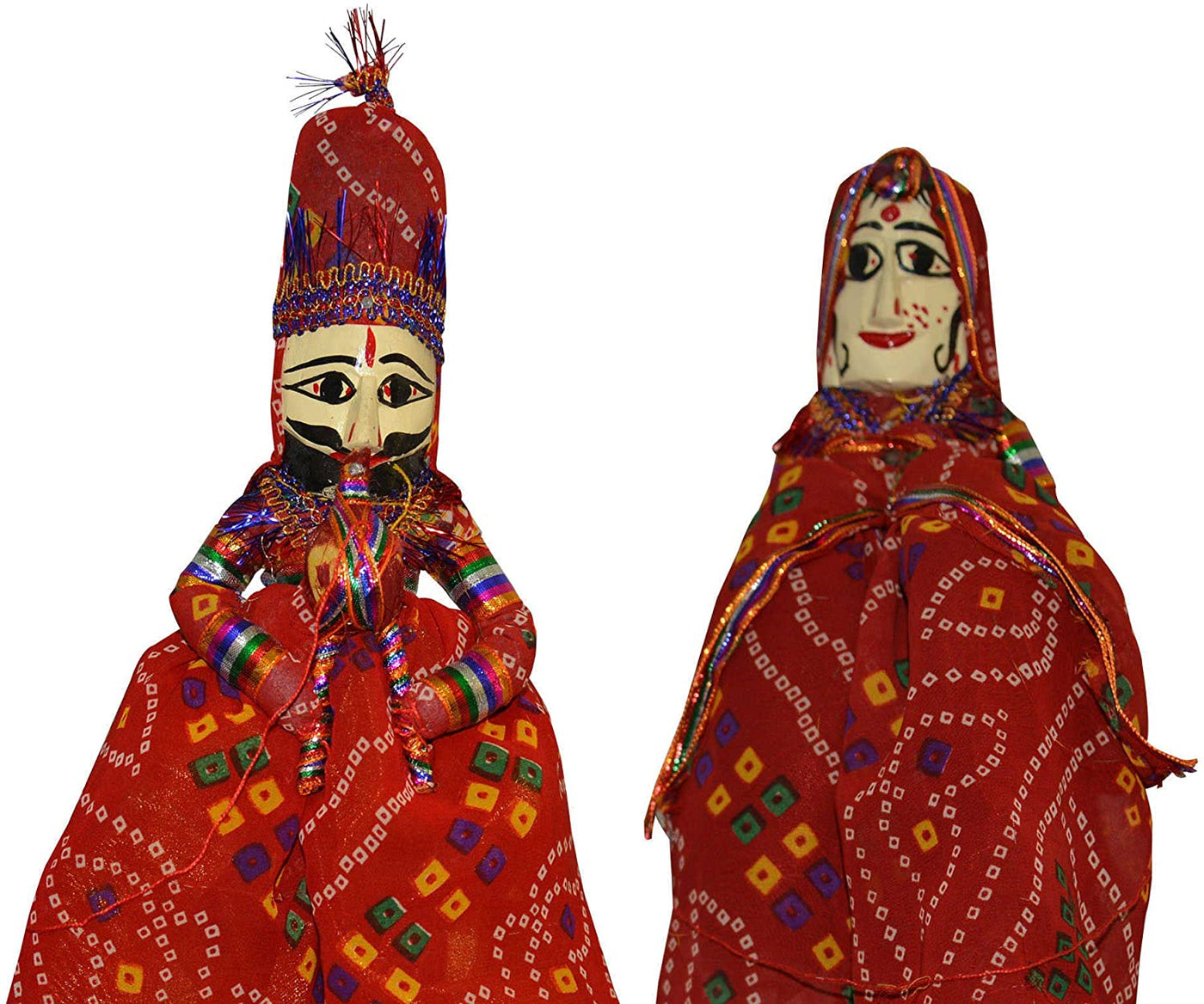 New Jaipur Handicraft Decorative Showpiece Multicolor / Standard / Puppet New Jaipur Handicraft wood Handcraft Puppets / 1 Male Puppet & 1 Female Puppet / Decorative Showpiece / Gifting Showpiece 🎁