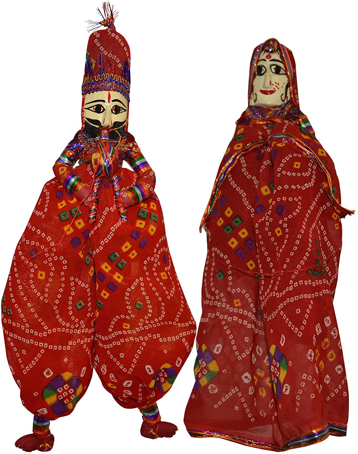 New Jaipur Handicraft Decorative Showpiece Multicolor / Standard / Puppet New Jaipur Handicraft wood Handcraft Puppets / 1 Male Puppet & 1 Female Puppet / Decorative Showpiece / Gifting Showpiece 🎁