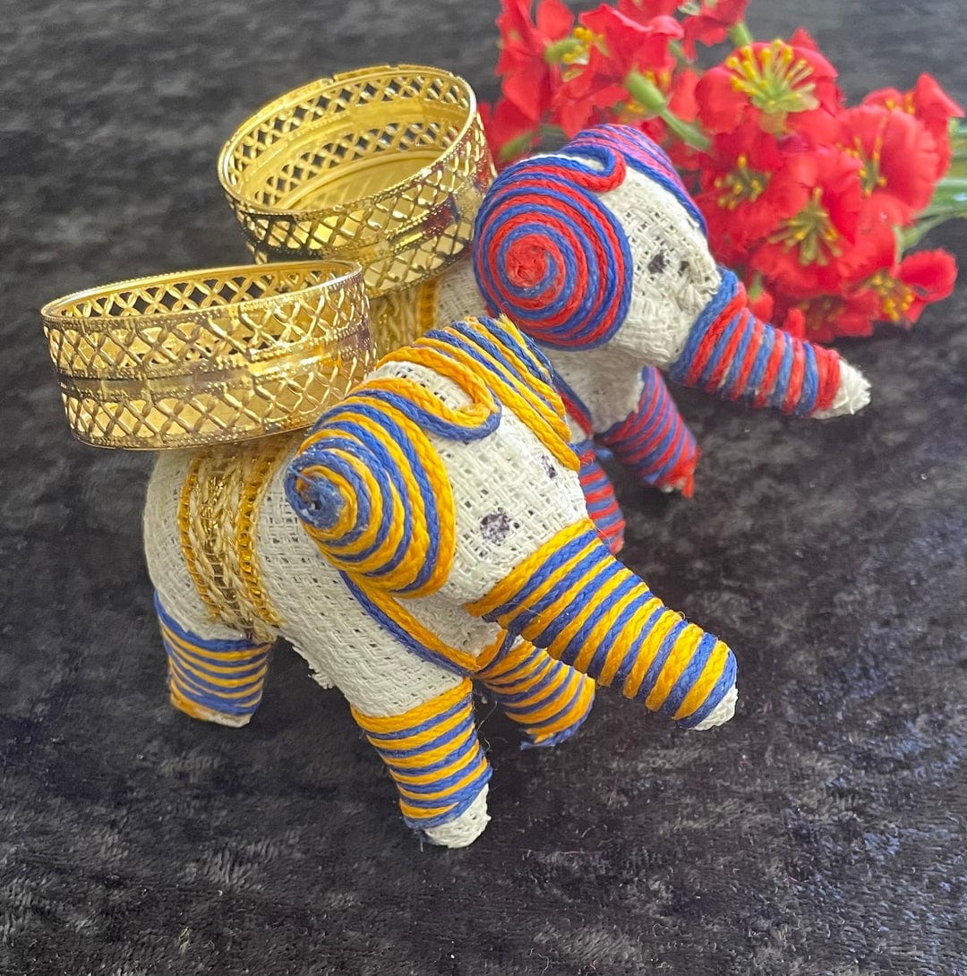 New Jaipur Handicraft Diwali Light 💥 LAMANSH® 🐘 Jute Elephant Designer Tea light Candle Holder / Elephant Diya for Festival Decoration ✨ & Return Gifts