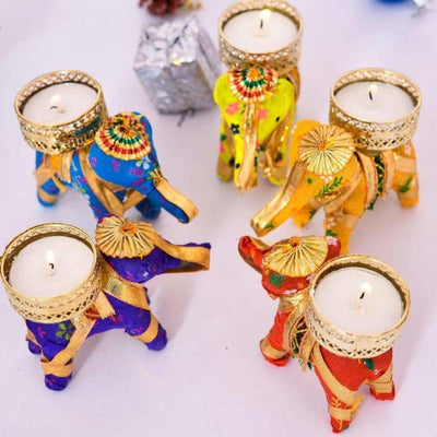  Elephant Tea light Candle Holder ( Candles Included) for home decor / Diwali Decoration / Diwali Tealight Candle holder