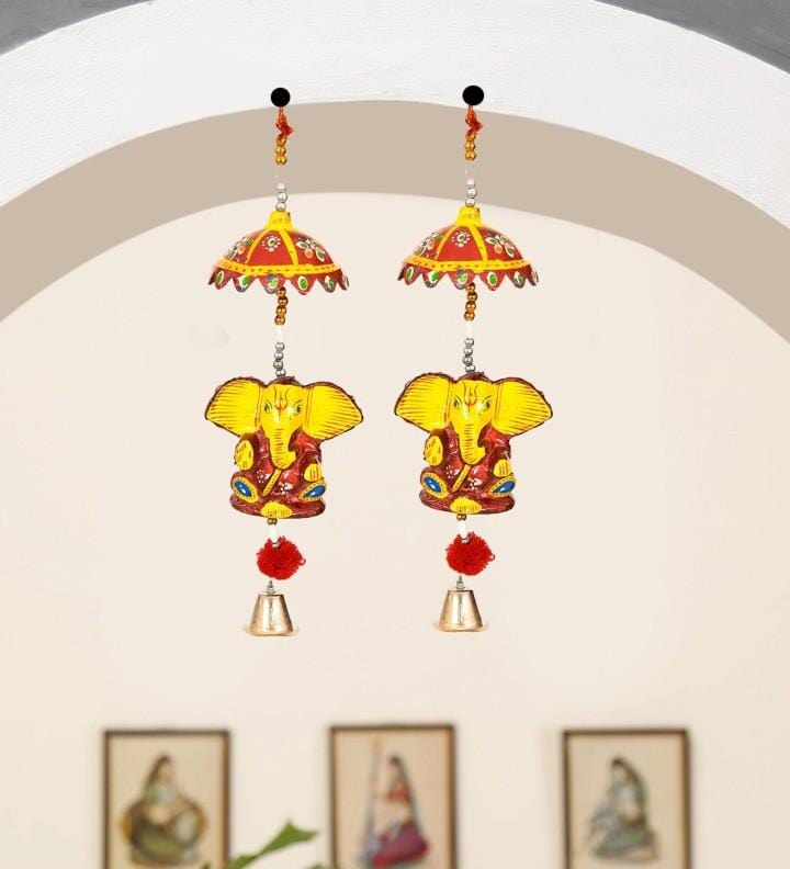 New Jaipur Handicraft Door 🚪 Hangings 💥 Toran Paper Mache New Jaipur Handicraft Ganeshi ji Toran Set / Door Hanging Ganeah Toran / Chatri Ganesh Ji Toran / Hanging Toran Set / Decorative Hangings For Home 🏠