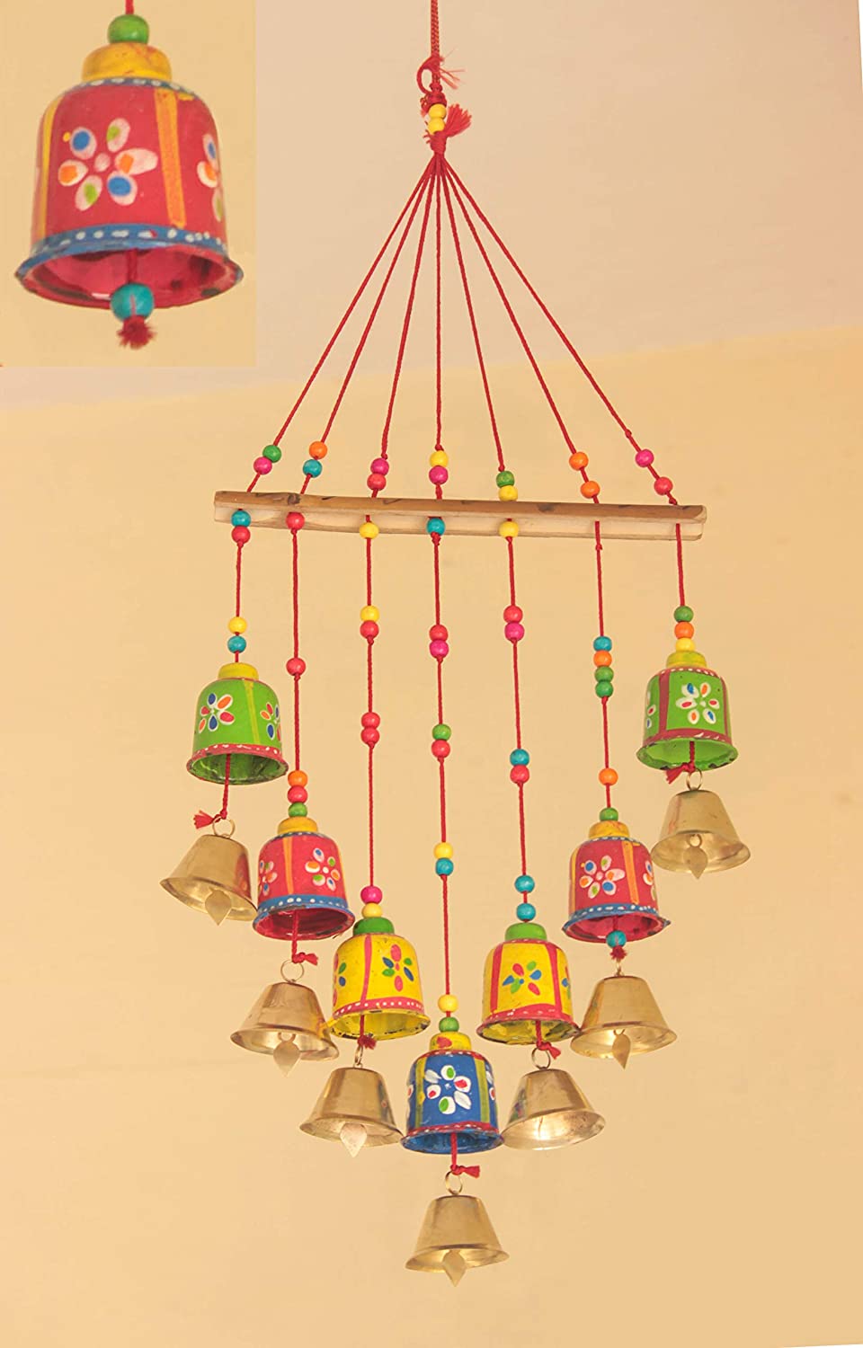 New Jaipur Handicraft Door 🚪 Hangings 💥 Toran Paper Mache New Jaipur Handicraft Wooden Bell 🔔 Toran set Pack Of 1 / Door Hanging 🔔🎐 Toran / Hanging Toran Set / Decorative Hangings For Home 🏠