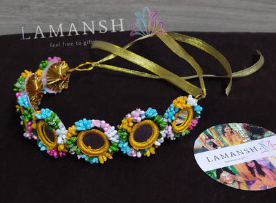 New Jaipur Handicraft Flower Tiara Multicolor / All occasions LAMANSH® Mirror Collection Floral 🌺 Head Tiara for Women & Girls / Perfect for any occasion