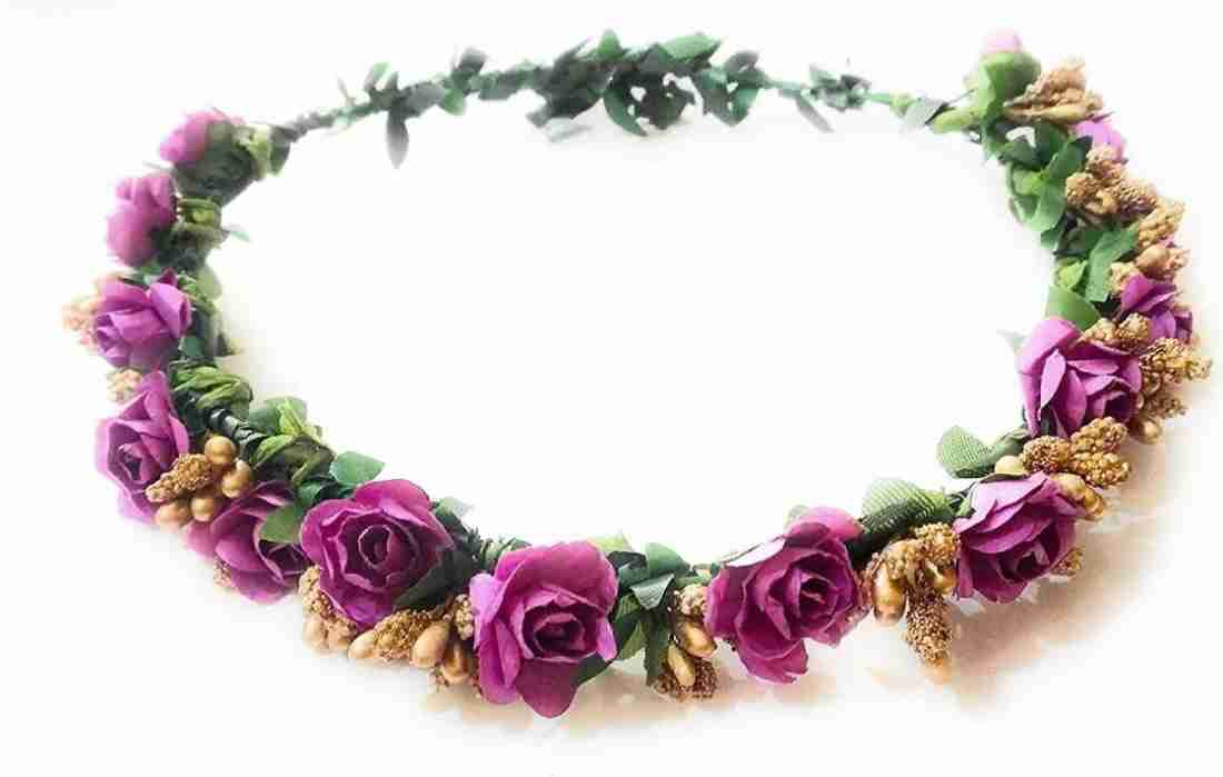 New Jaipur Handicraft Flower Tiara 😇 Purple-Gold / Engagement / Birthday LAMANSH® Floral Tiara for Haldi ceremony  / Tiara For Baby, Women & Girls 🌺 / Haldi Set