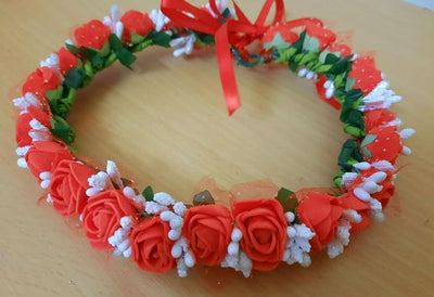 New Jaipur Handicraft Flower Tiara Red / Engagement / 1 LAMANSH® Elegant Head Tiara for Women & Girls 🌺 / Haldi Set