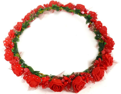 New Jaipur Handicraft Flower Tiara 😇 Red / Engagement / Birthday LAMANSH® Flower/Floral Tiara for Bride/Beach Destination Wedding, Haldi Mehndi Baby Shower Valentine Anniversary Birthday / Tiara set