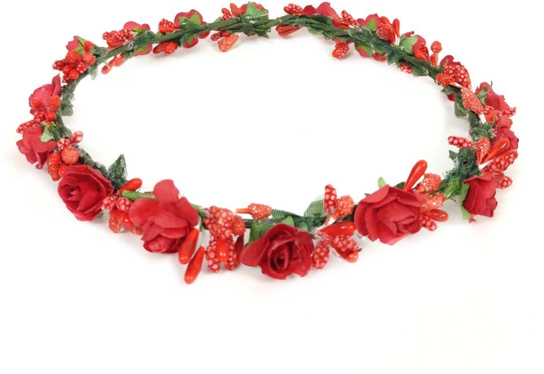 New Jaipur Handicraft Flower Tiara 😇 Red / Engagement / Birthday LAMANSH® Princess Bridal Floral Tiara  / Tiara For Baby, Women & Girls 🌺 / Birthday Tiara