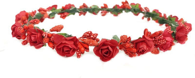 New Jaipur Handicraft Flower Tiara 😇 Red / Engagement / Birthday LAMANSH® Princess Bridal Floral Tiara  / Tiara For Baby, Women & Girls 🌺 / Birthday Tiara