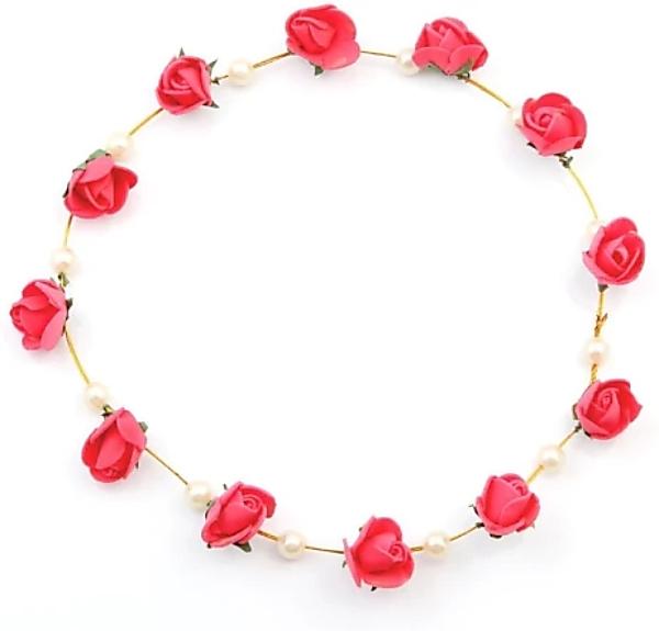 New Jaipur Handicraft Flower Tiara Red / Engagement LAMANSH® Elegant Head Tiara for Women & Girls 🌺 / Haldi Set