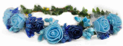 New Jaipur Handicraft Flower Tiara 😇 Sky Blue - Blue / Engagement / Birthday LAMANSH® Princess Bridal Floral Tiara  / Tiara For Baby, Women & Girls 🌺 / Birthday Tiara