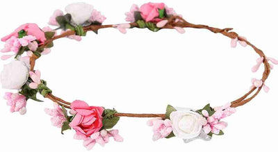 New Jaipur Handicraft Flower Tiara 😇 White-Pink / Birthday Party LAMANSH® Elegant Head Tiara for Women & Girls 🌺 / Haldi Set