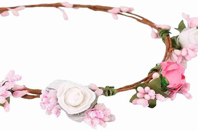 New Jaipur Handicraft Flower Tiara 😇 White-Pink / Birthday Party LAMANSH® Elegant Head Tiara for Women & Girls 🌺 / Haldi Set