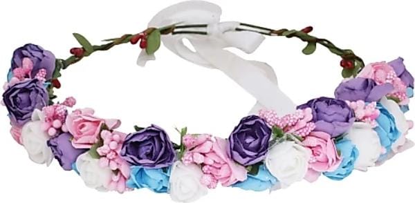 New Jaipur Handicraft Flower Tiara White-Pink-Blue / Engagement LAMANSH® Elegant Head Tiara for Women & Girls 🌺 / Haldi Set
