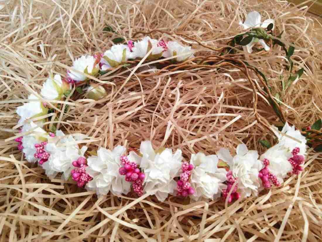White Pink Flower jewellery set./Lamansh