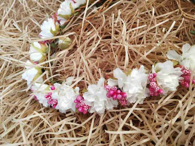 New Jaipur Handicraft Flower Tiara 😇 White-Pink / Engagement / Birthday LAMANSH® Flower/Floral Tiara for Bride/Beach Destination Wedding, Haldi Mehndi Baby Shower Valentine Anniversary Birthday / Tiara set