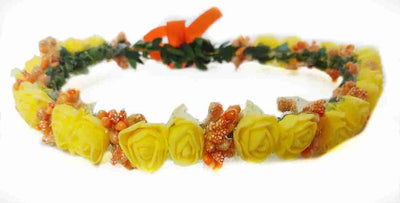 New Jaipur Handicraft Flower Tiara 😇 Yellow- orange / Engagement / Birthday LAMANSH® Hair Accessories Antique Wedding Tiara / Flower Tiara /Flower Pearl Gracious Tiara/Crown Head Band Head Band / Jewel set