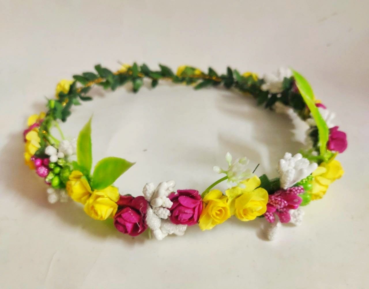 Flower Tiara Set For Haldi , Mehndi & Wedding / Flower Tiara Set For Girls 