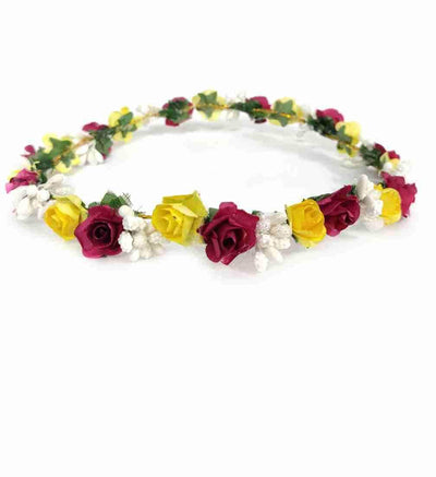 New Jaipur Handicraft Flower Tiara 😇 Yellow-White-Purple / Engagement / Birthday LAMANSH® Princess Bridal Floral Tiara  / Tiara For Baby, Women & Girls 🌺 / Birthday Tiara