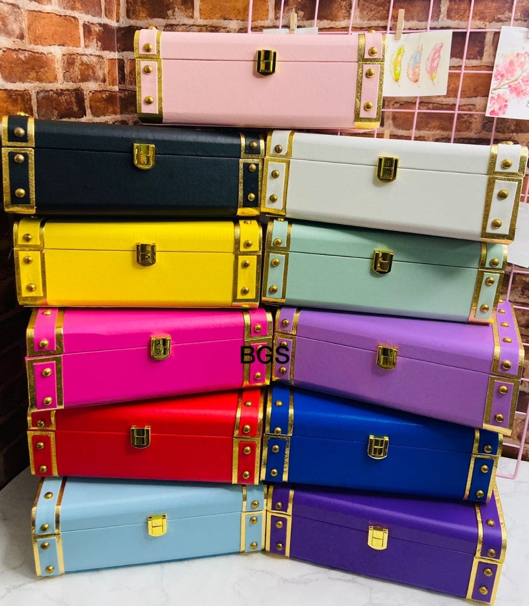 New Jaipur Handicraft Gift Trunks 💛 Assorted colors LAMANSH® Leatherette Trunk boxes with HAPPY BIRTHDAY name plate / Best birthday 🎈 Gift Hamper box