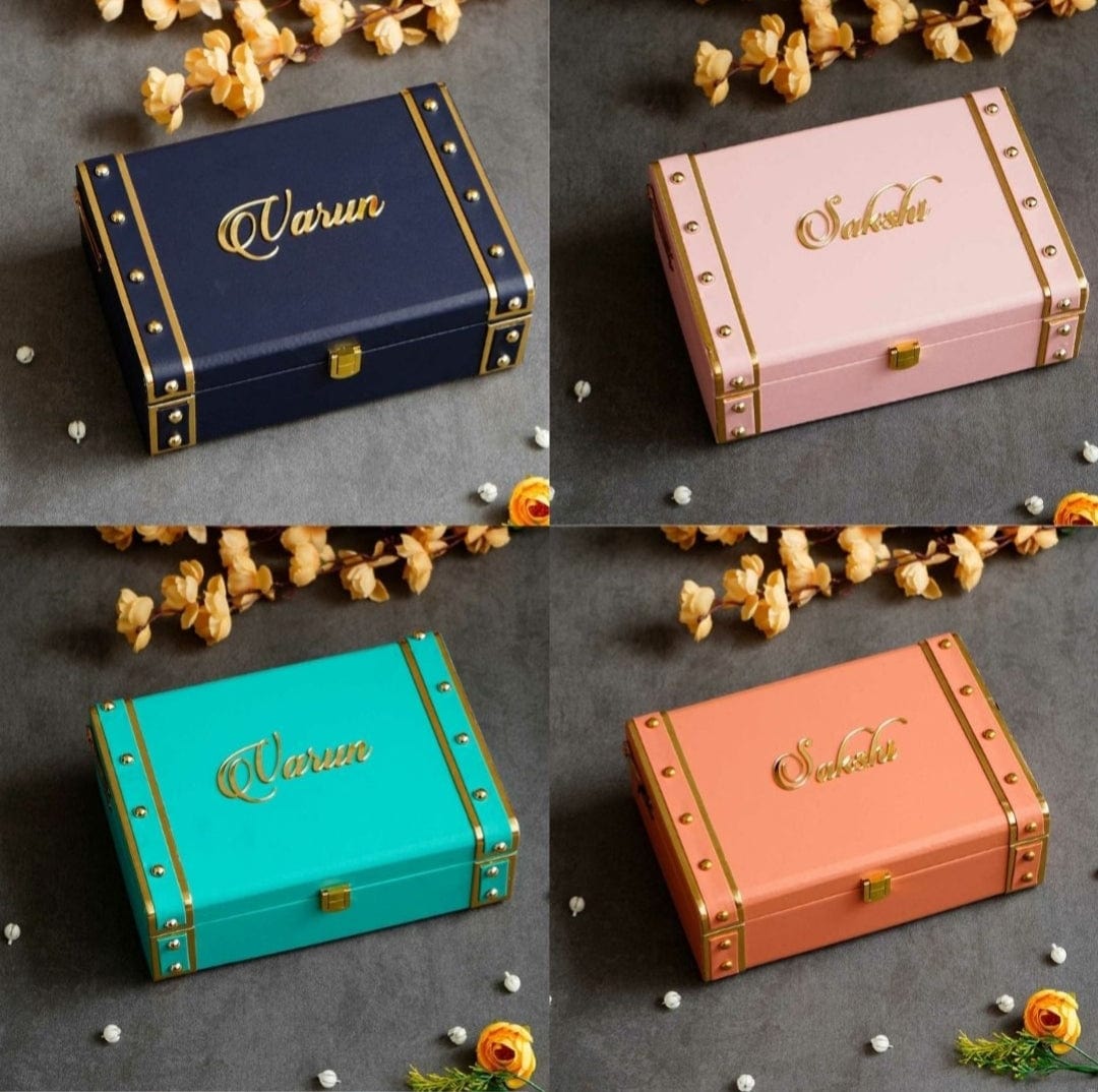 New Jaipur Handicraft Gift Trunks 💛 LAMANSH® Pack of 5 Personalized Trunk boxes with custom name plates / Perfect for Gifting 🎁 & Giveaways