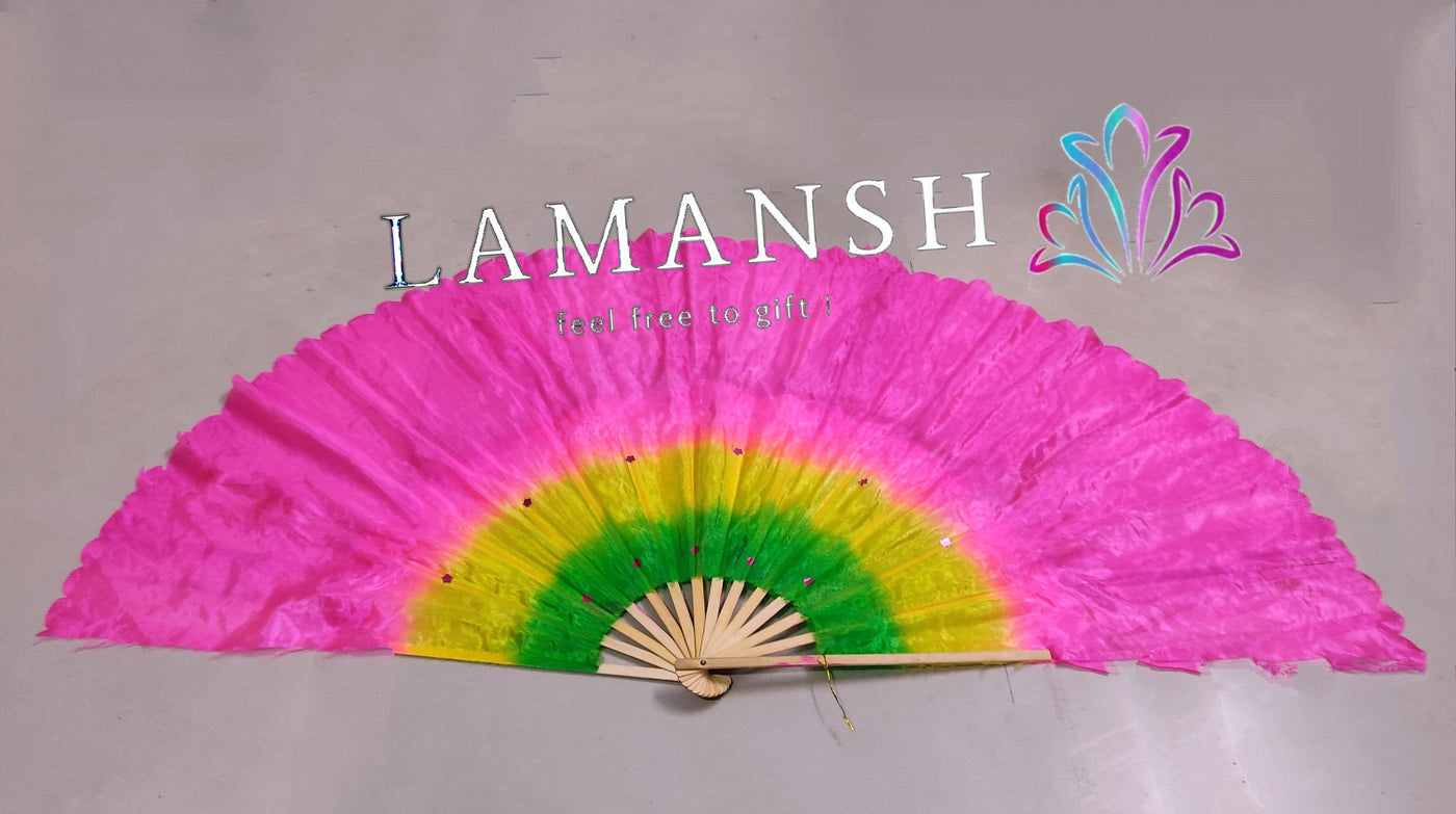 New Jaipur Handicraft Hand Fans LAMANSH® Pack of 1 Foldable Big Size Hand Fan for Birthday Parties , Props & Event Decoration 🎉