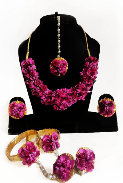 New Jaipur Handicraft Jewel Set Pink / Free Size / Haldi, Mehendi Lamansh Flower 🌺🌻🌹🌷 Jewellery Set