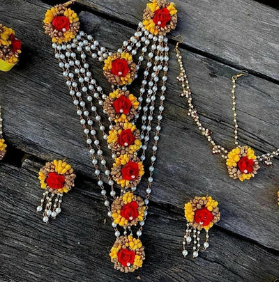 Flower jewellery set with necklace set