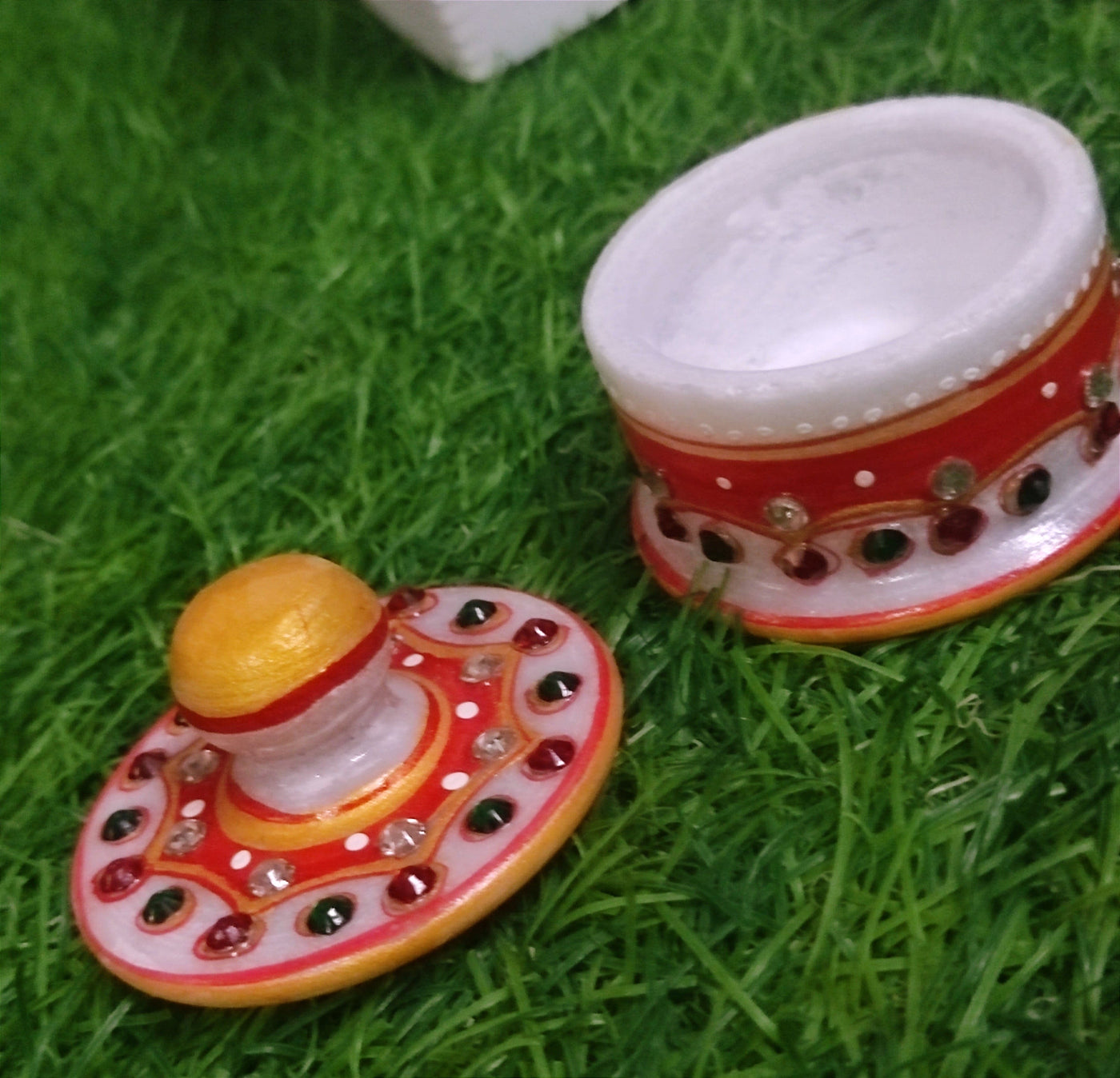 New Jaipur Handicraft Kumkum box LAMANSH® Pack of 25 Marble Dabbi / Kumkum Box / Sindoor Dani / Roli Box / Marble Box / Sindoor Box 🎁 / Best for indian wedding return gifts 🎁