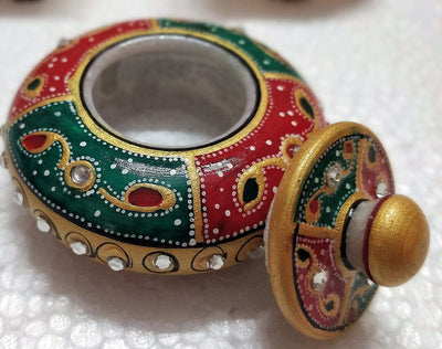 New Jaipur Handicraft Kumkum box Multicolor / Marble / Standard New Jaipur Handicraft Marble Dabbi / Kumkum Box / Sindoor Dani / Roli Box / Marble Box / Sindoor Box 🎁
