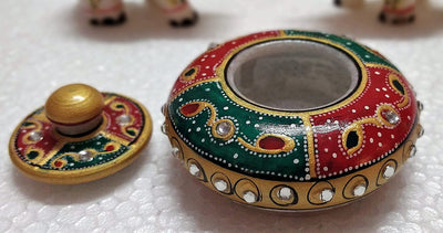 New Jaipur Handicraft Kumkum box Multicolor / Marble / Standard New Jaipur Handicraft Marble Dabbi / Kumkum Box / Sindoor Dani / Roli Box / Marble Box / Sindoor Box 🎁