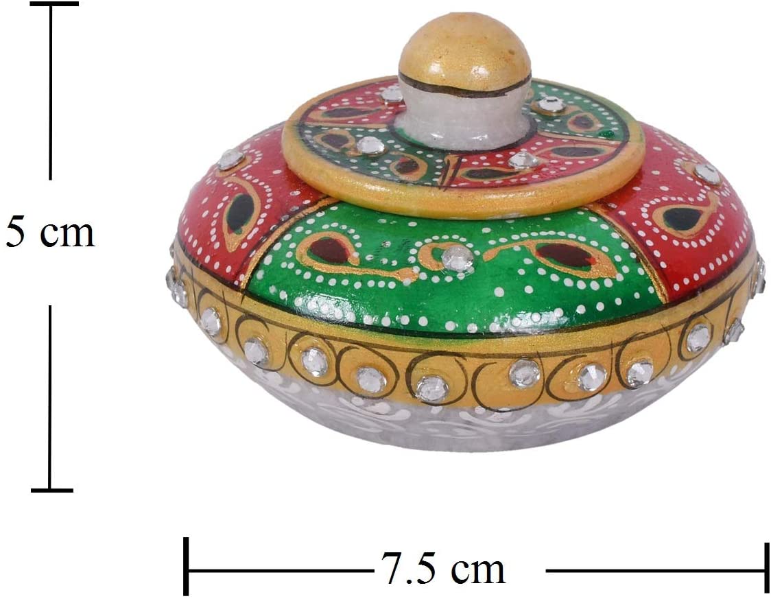 New Jaipur Handicraft Kumkum box Multicolor / Marble / Standard New Jaipur Handicraft Marble Dabbi / Kumkum Box / Sindoor Dani / Roli Box / Sindoor Box 🎁