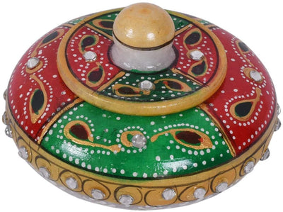 New Jaipur Handicraft Kumkum box Multicolor / Marble / Standard New Jaipur Handicraft Marble Dabbi / Kumkum Box / Sindoor Dani / Roli Box / Sindoor Box 🎁