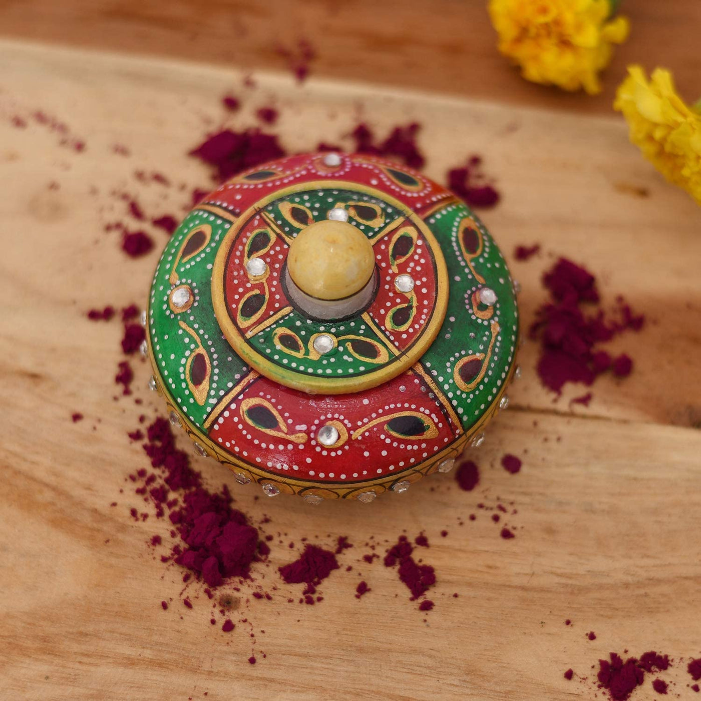 New Jaipur Handicraft Marble Dabbi Kumkum Box Sindoor Dani
