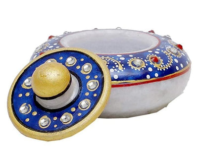 New Jaipur Handicraft Kumkum box Multicolor / Standard / Marble New Jaipur Handicraft Kumkum Box / Marble Dabbi / Sindoor Dani / Roli Box 🎁